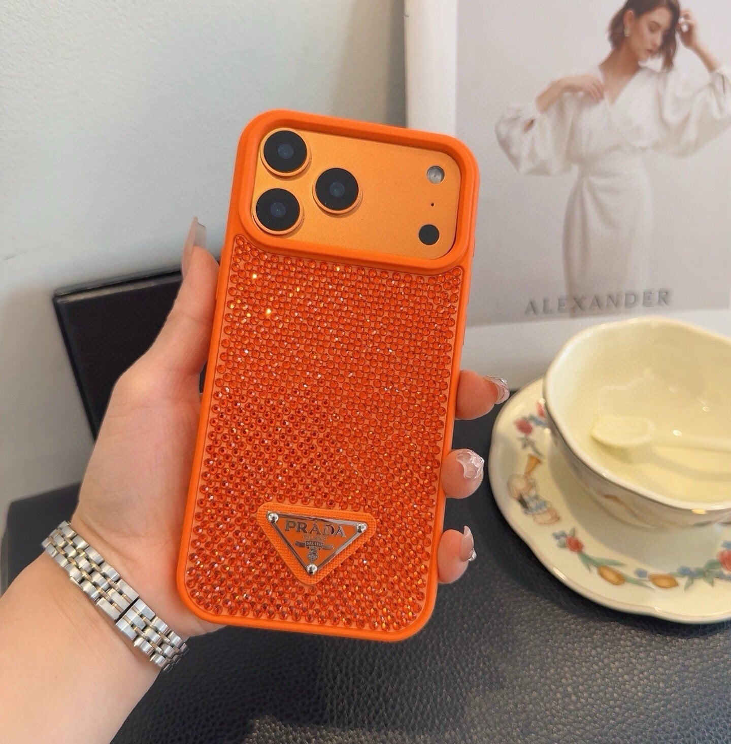 Prada Rhinestone Embellishments Phone Case 398664