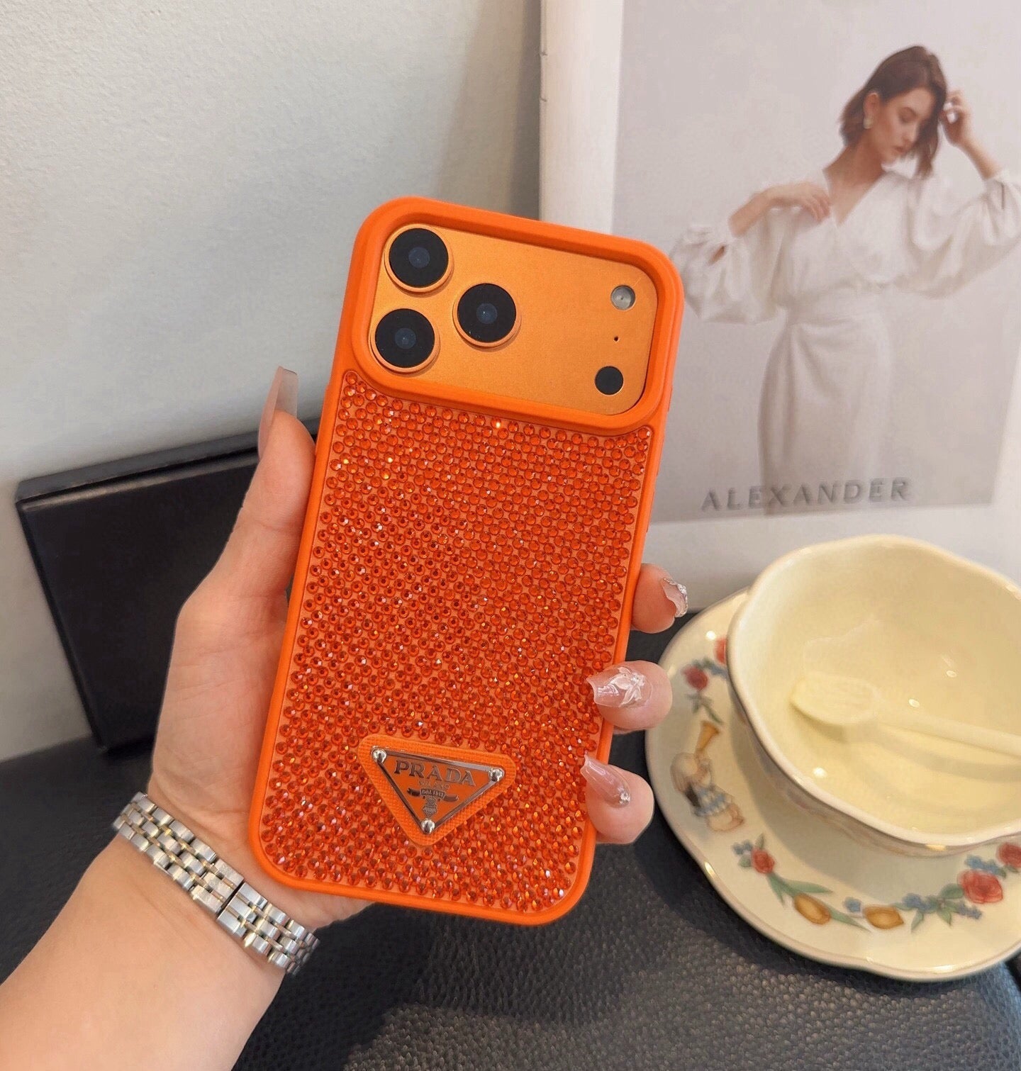 Prada Rhinestone Embellishments Phone Case 398664