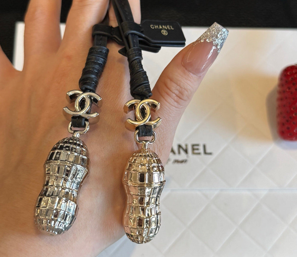 Chanel Silver Peanut Charm