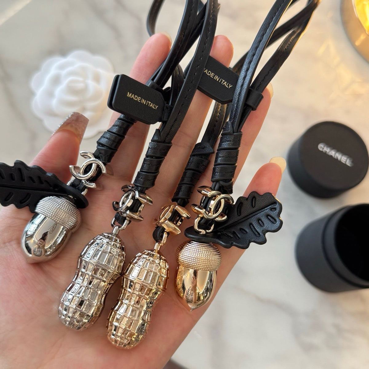Chanel Silver Peanut Charm