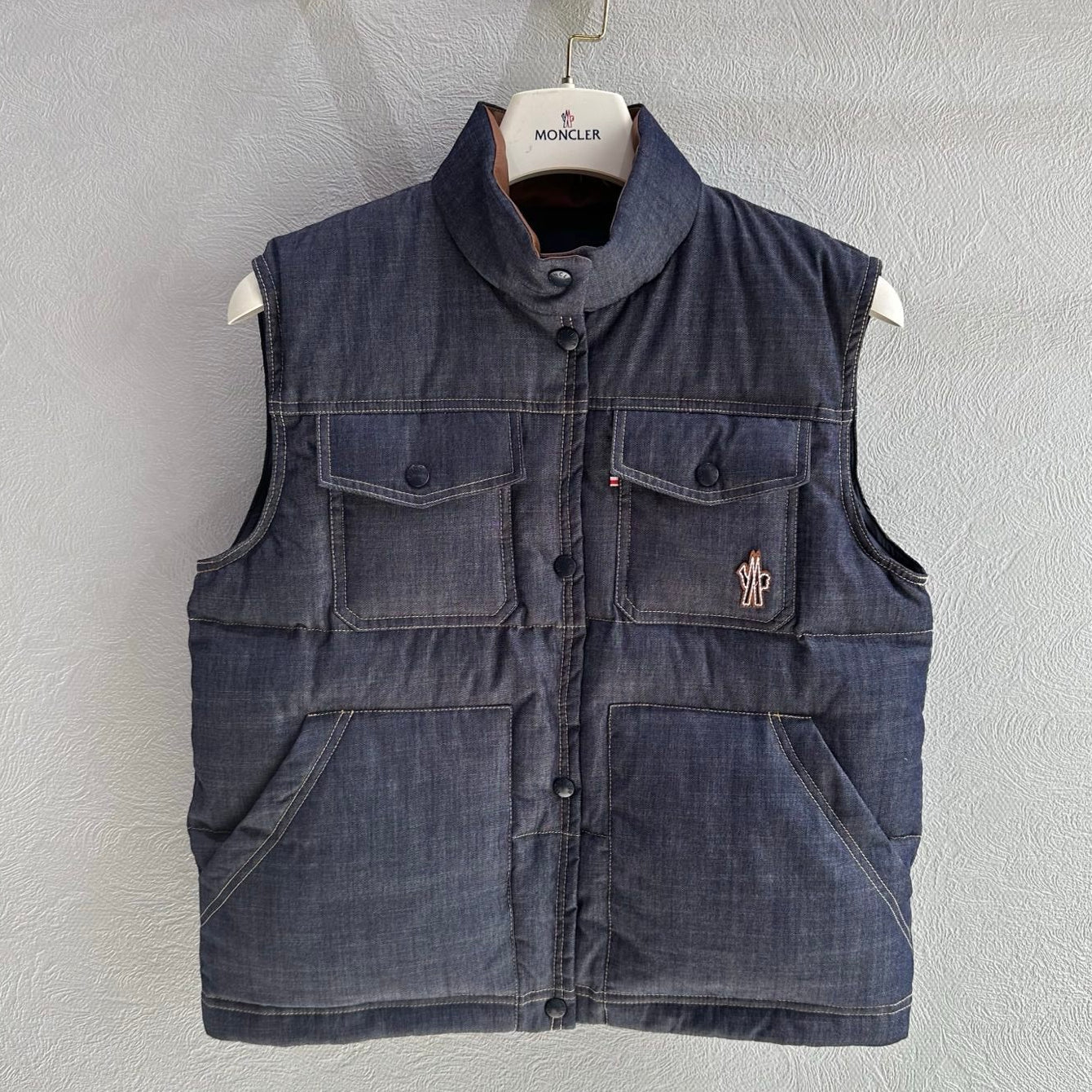 Moncler 2025 Grenoble Krachan Gilet Blue Denim Down