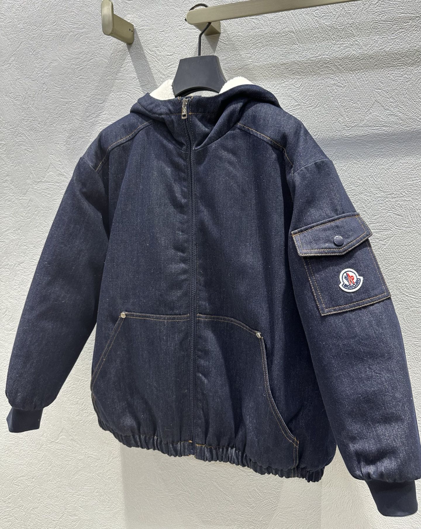 Moncler 2025 Enfant Nicolau Hooded Jacket Blue Denim Down
