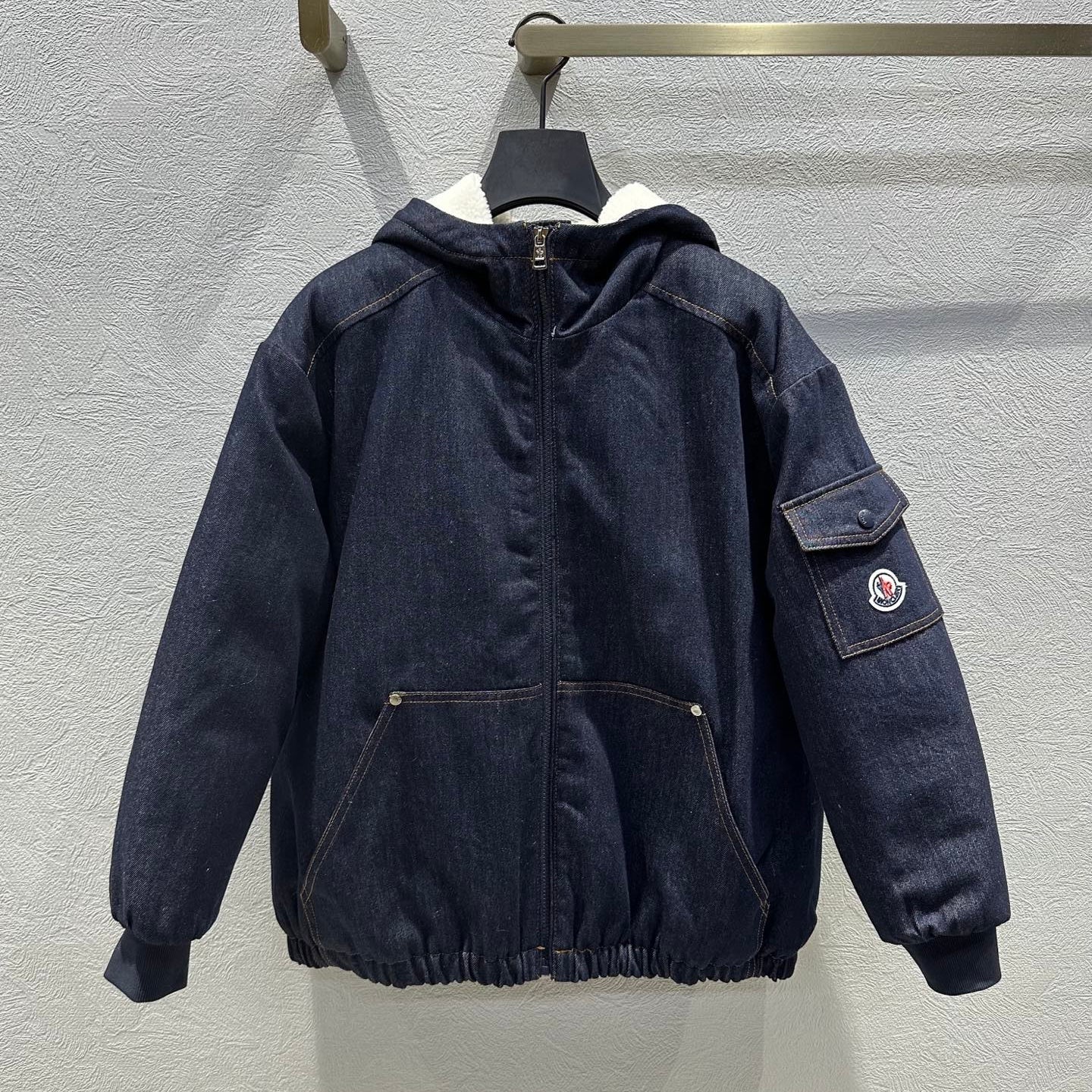 Moncler 2025 Enfant Nicolau Hooded Jacket Blue Denim Down