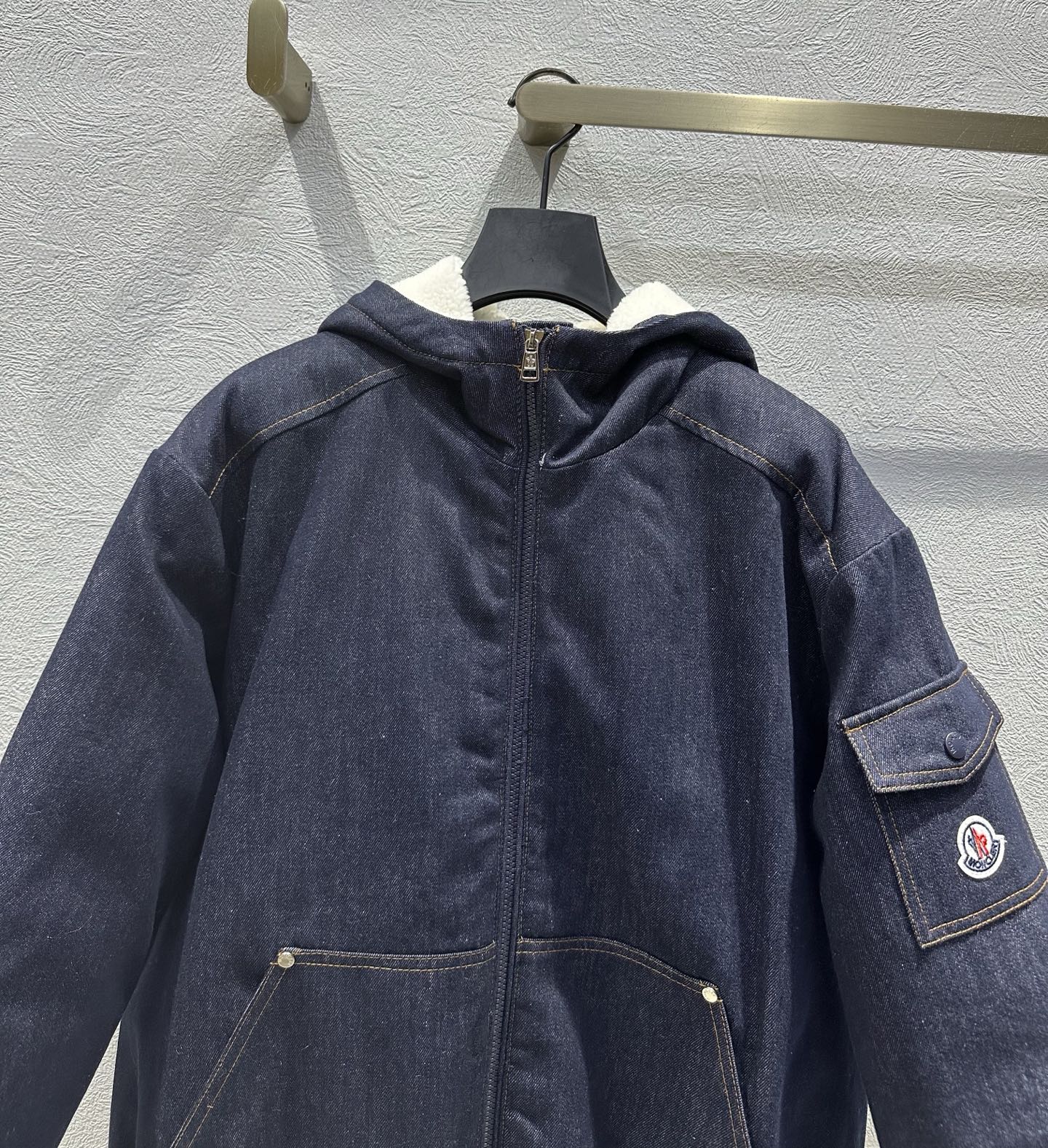 Moncler 2025 Enfant Nicolau Hooded Jacket Blue Denim Down