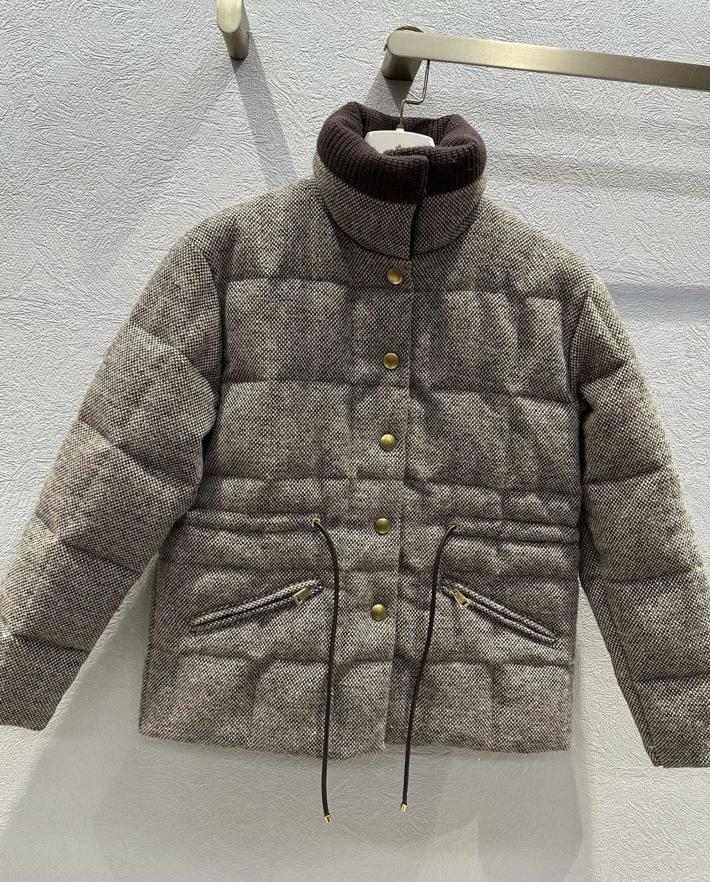 Moncler 2025 Antigony Jacket Gray Brown Wool Down