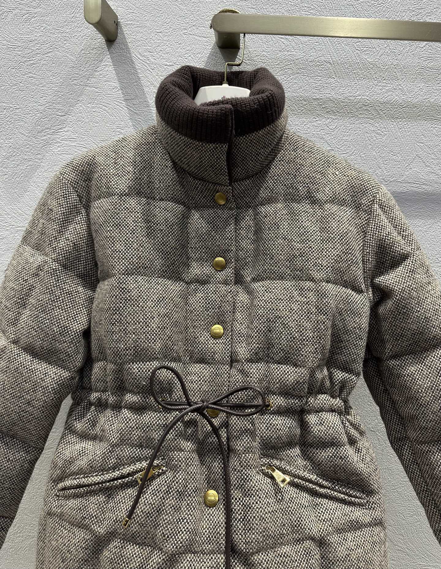 Moncler 2025 Antigony Jacket Gray Brown Wool Down