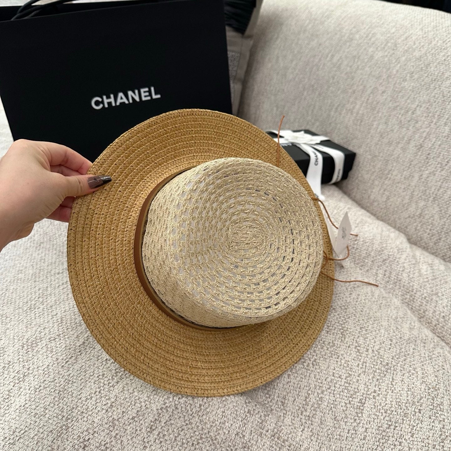 Hermes Flat-top Straw Hat 214518