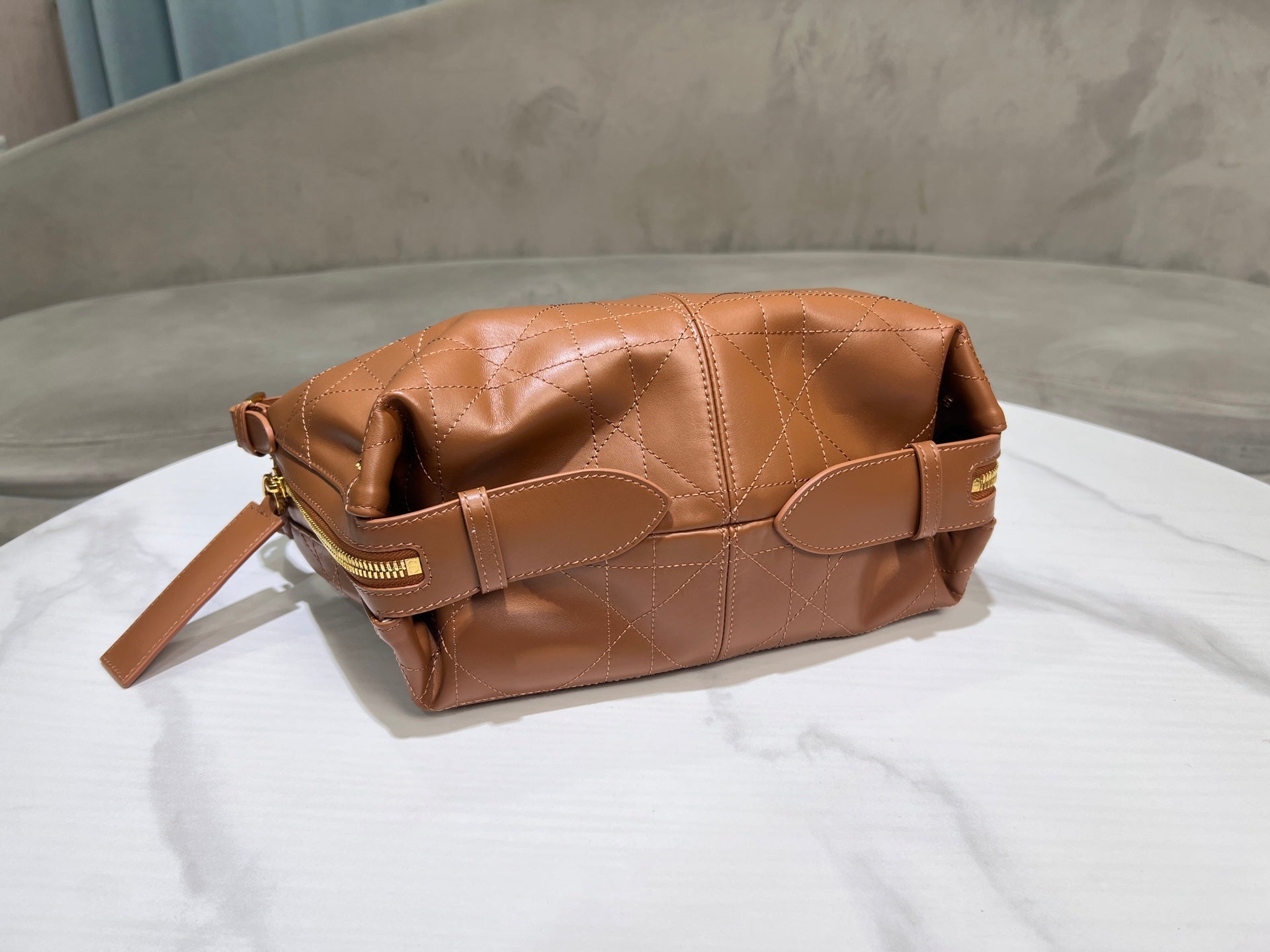 CD  Hobo Bag 23 With Chain Brown Calfskin