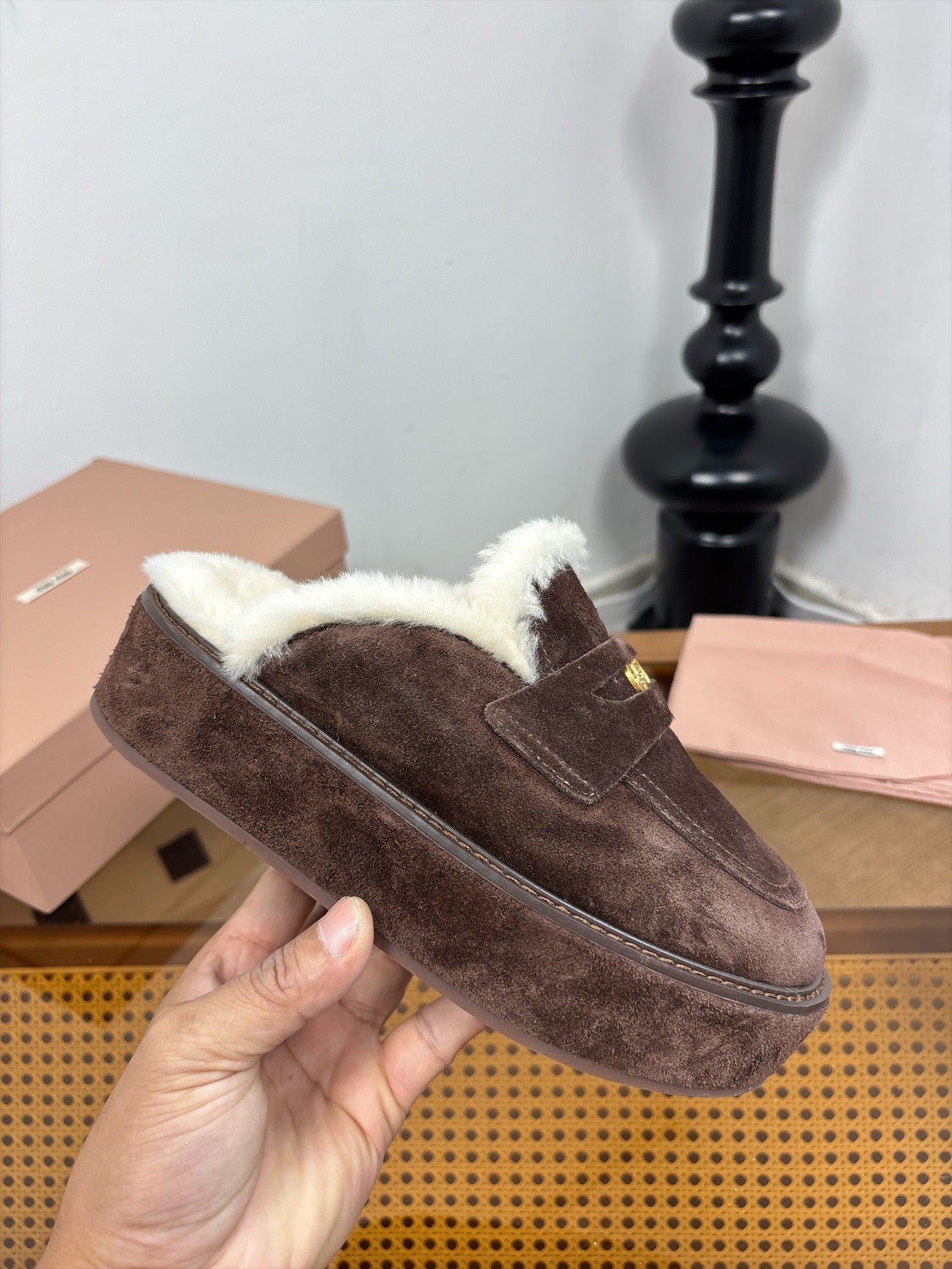 Miu Miu 2026 Platform Penny Mule Suede 991047