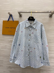 LV 25 Star-Studded Rhinestone Light Blue Denim