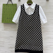 Gucci 25 Two-piece Dress Black White Jacquard Fabric