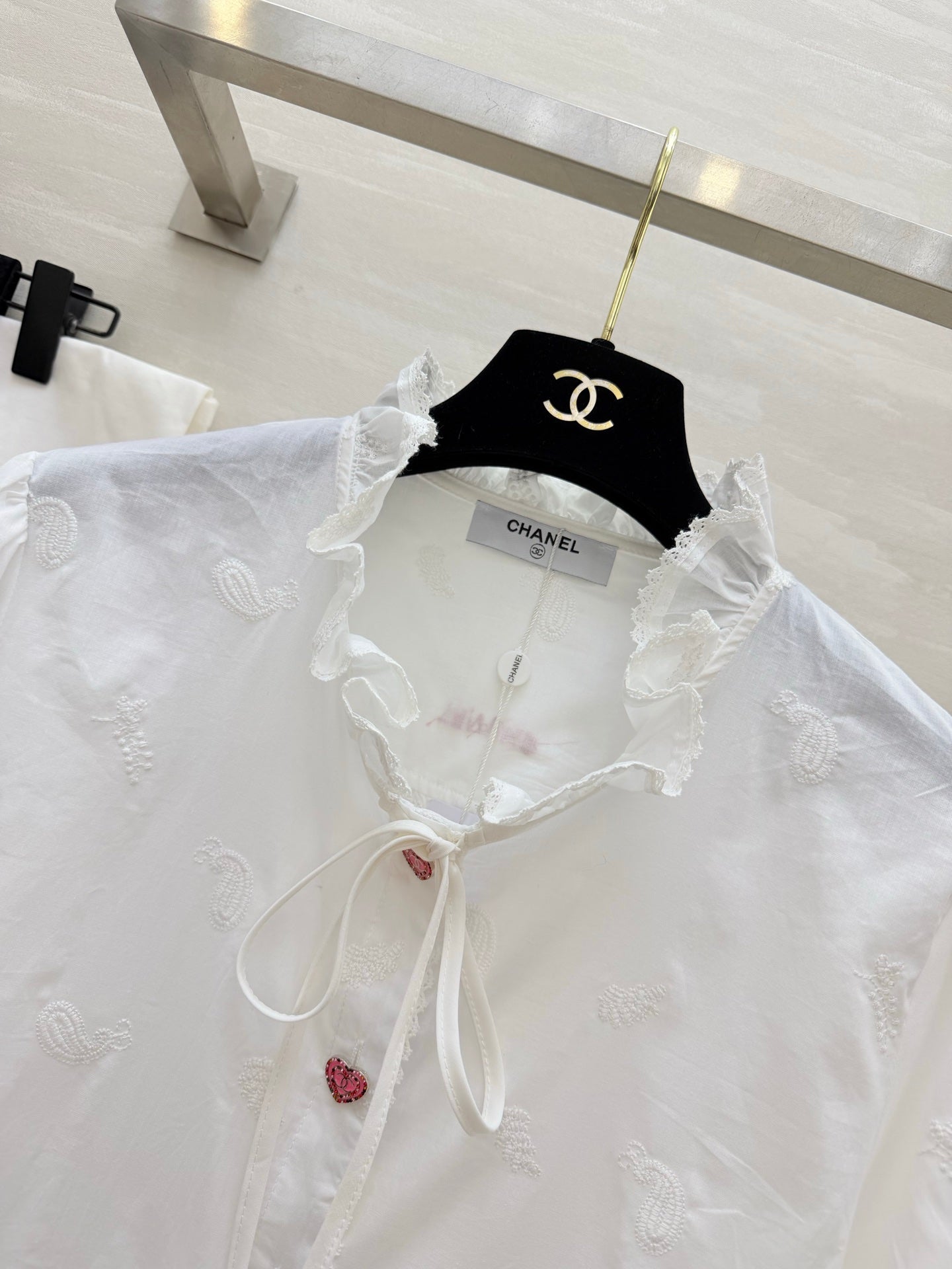 Chanel 2026 Heart-button Shirt White Cotton 213365