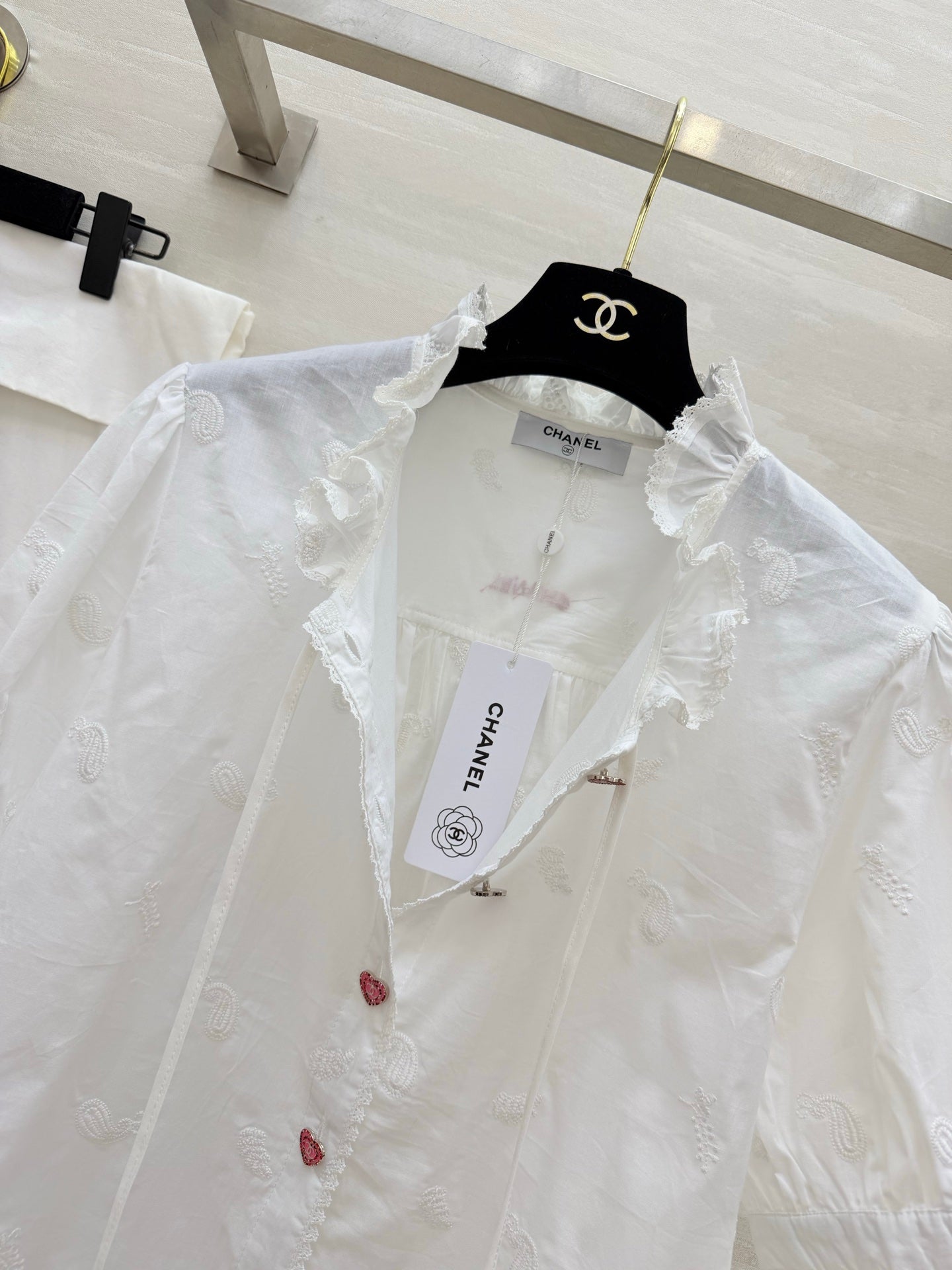 Chanel 2026 Heart-button Shirt White Cotton 213365
