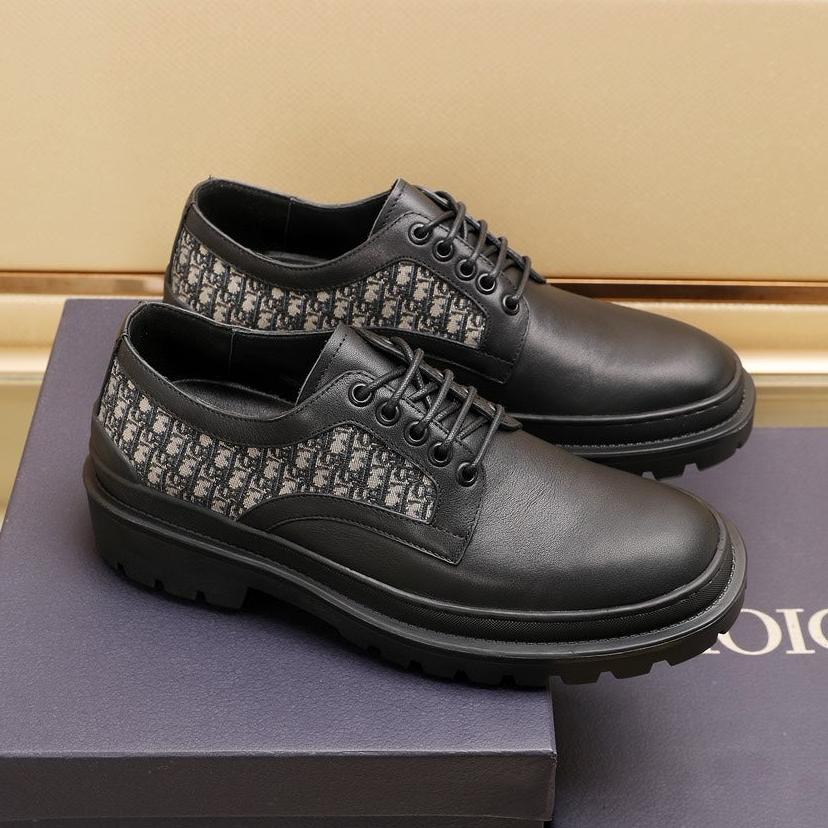 CD EXPLORER DERBY SHOE BLACK AND BEIGE CALFSKIN