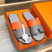 HM Men's Izmir Slide Grey Orange Cowhide 685821