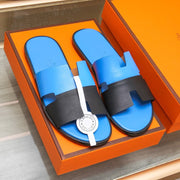 HM Men's Izmir Slide Black Blue Cowhide 685819