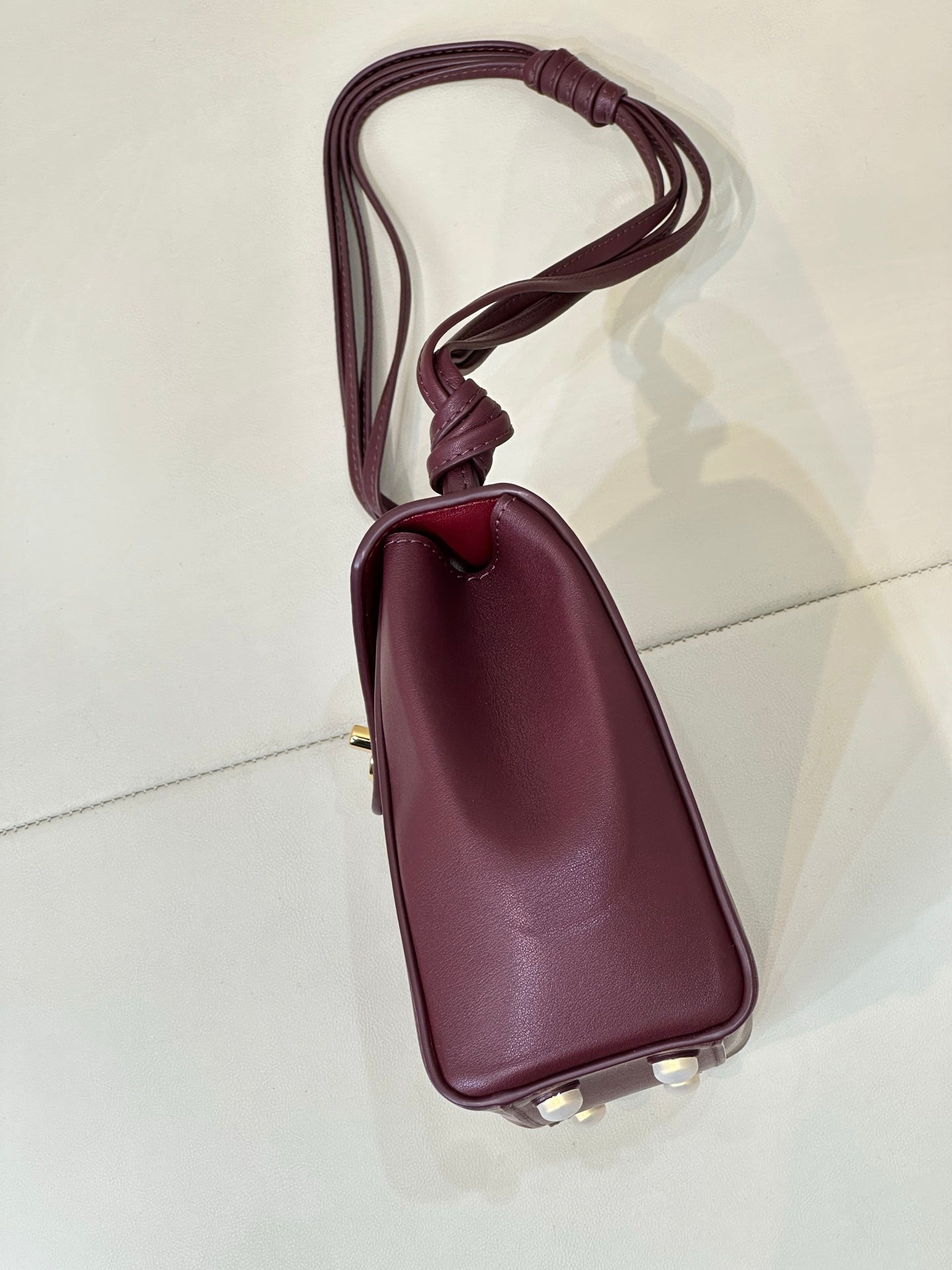 Chanel 2026 V-shaped Flap Bag 19.5cm Burgundy Smooth Leather