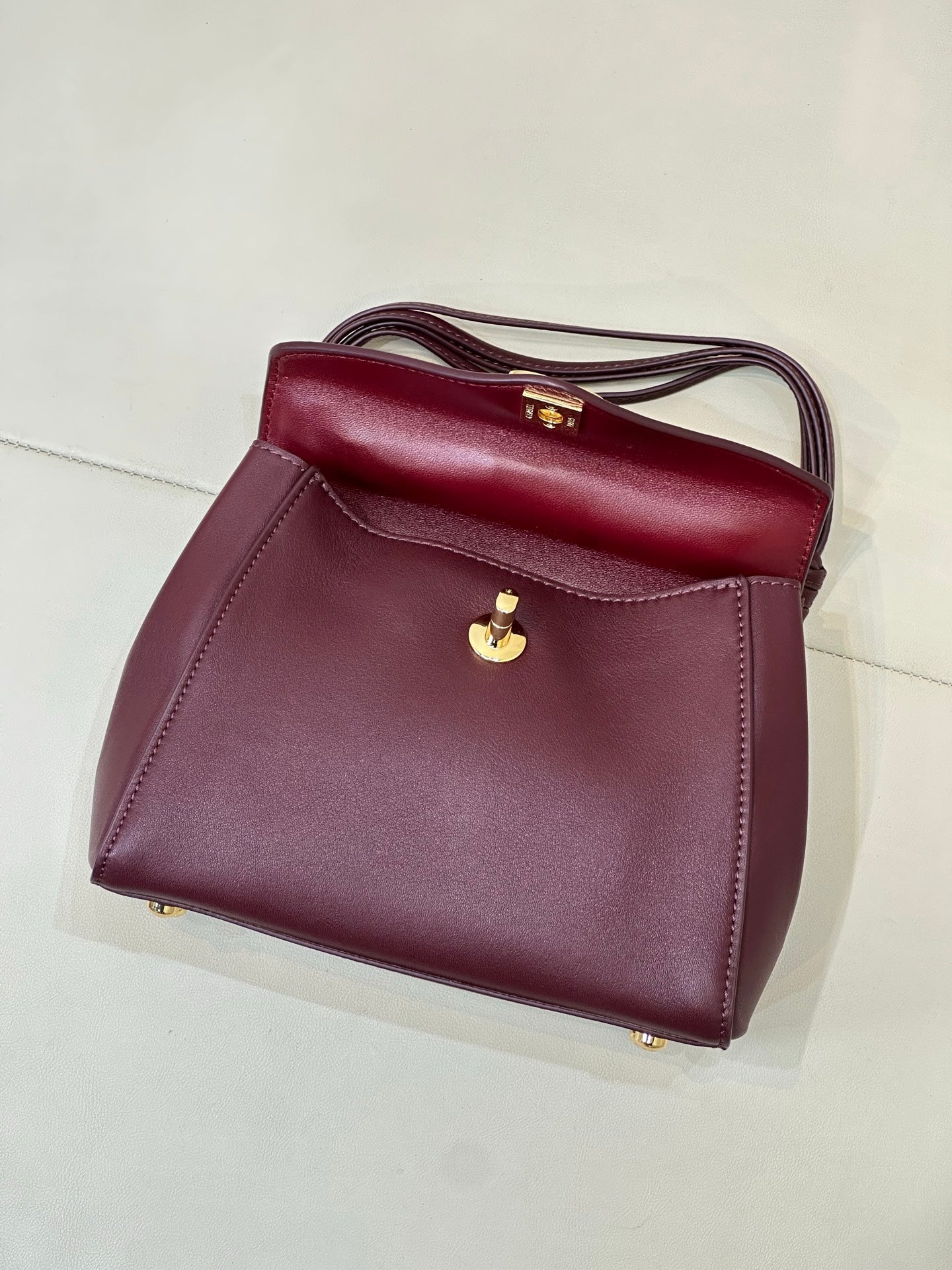 Chanel 2026 V-shaped Flap Bag 19.5cm Burgundy Smooth Leather