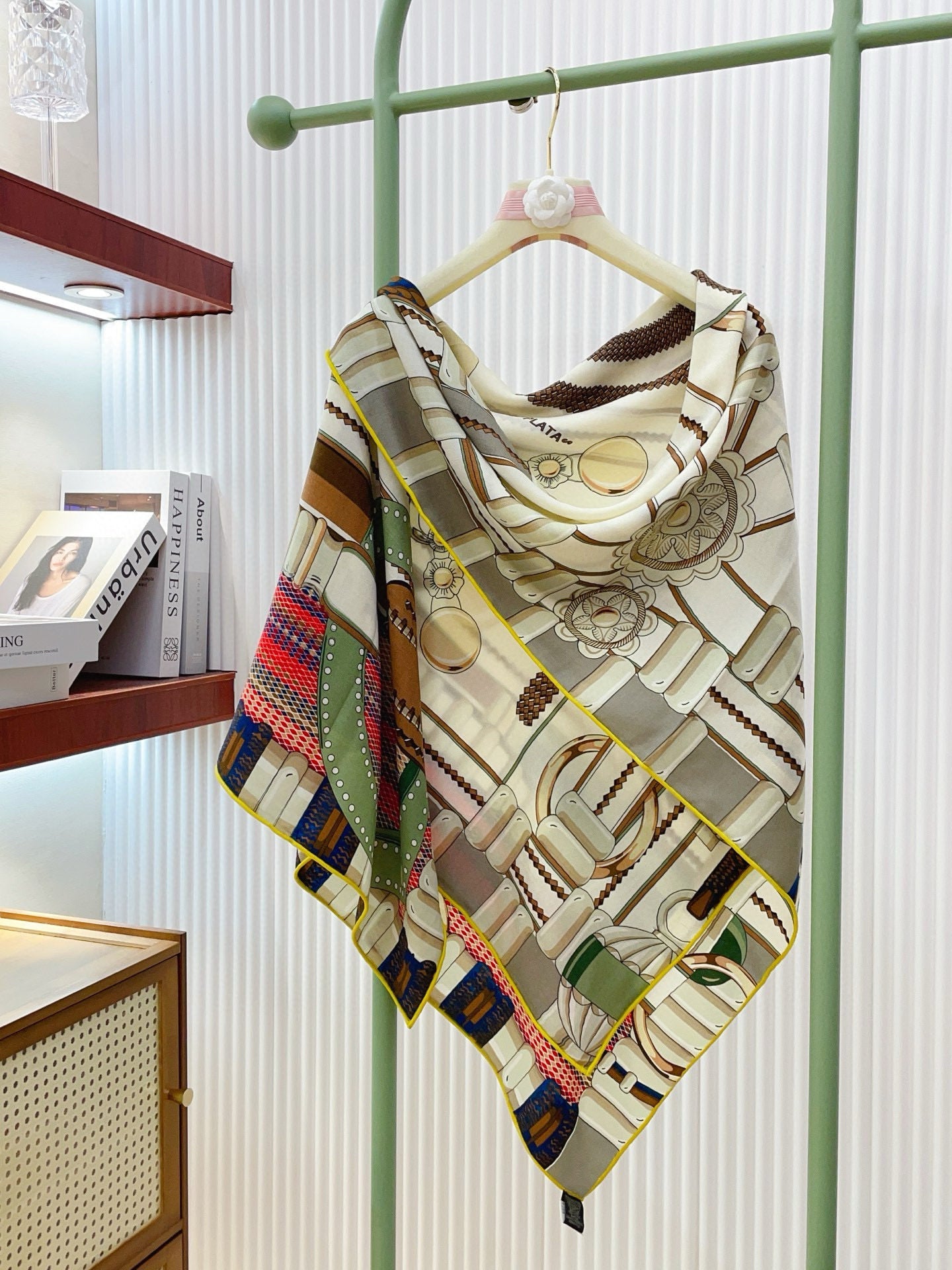 HM 25s Scarf 140cm White Gray Cashmere 973321