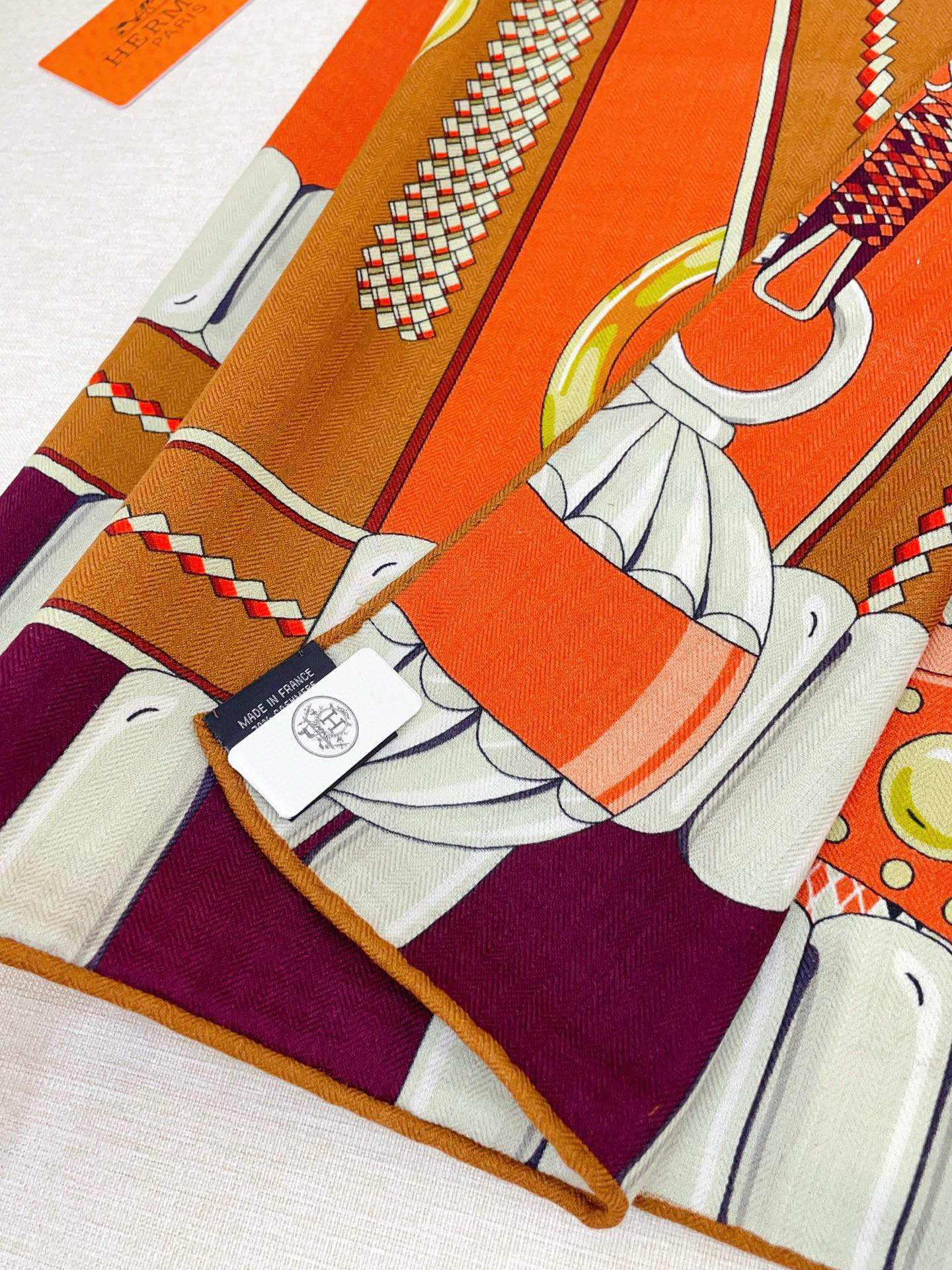 HM 25s Scarf 140cm Brown Orange Cashmere 973322