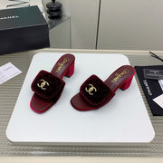 CC Mule Sandals 50mm In Drak Red Velvet 148939