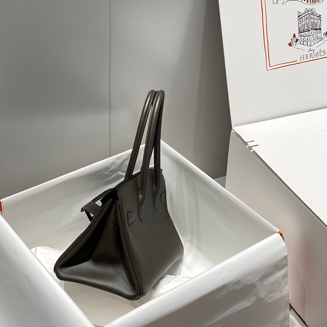 HM Shoulder Birkin 29 Black Chocolate Leather 222332