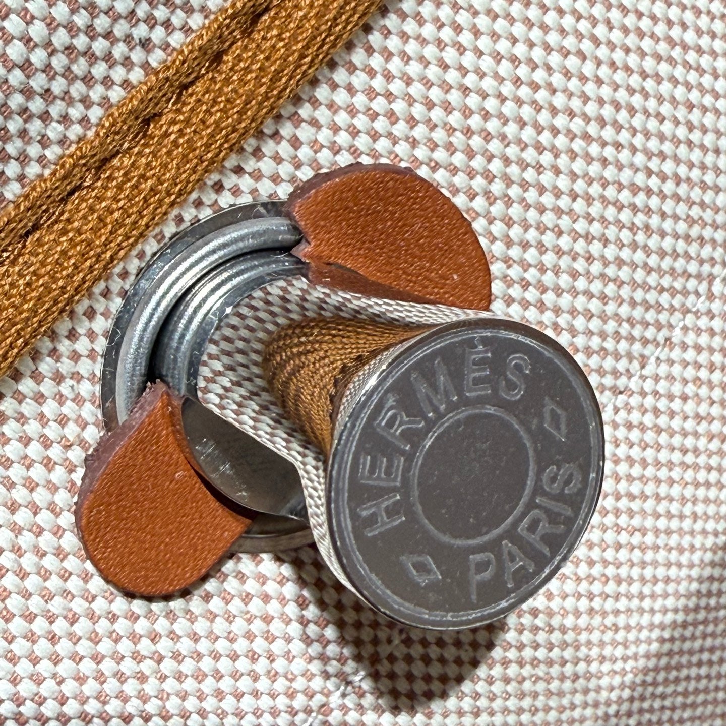 HM Mini Herbag Silver Buckle 20 Beige Canvas and Hunter Cowhide 243216