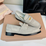 Miu Loafers Light Gray Suede