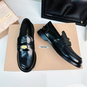 Miu Loafers Glossy Black Calfskin