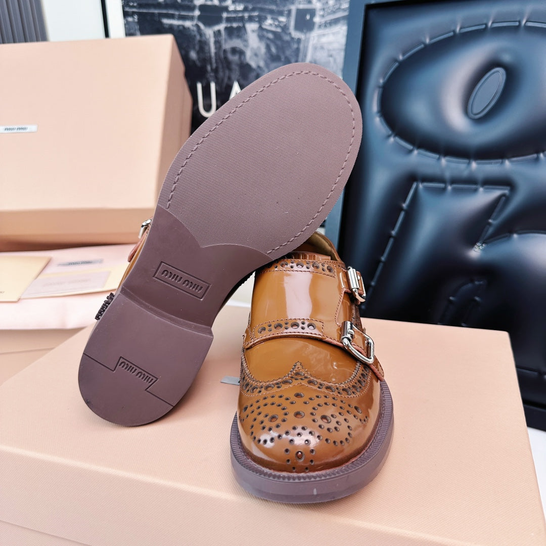 Church's X Miu Loafers Brown Yellow Shiny Calfskin