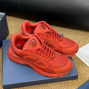 CD And Stone Island B30 Sneaker Red Orange Cowhide And Polyester Mesh Fabric