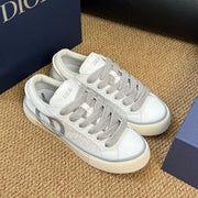 CD B33 Sneaker White Oblique Jacquard Fabric And Lambskin