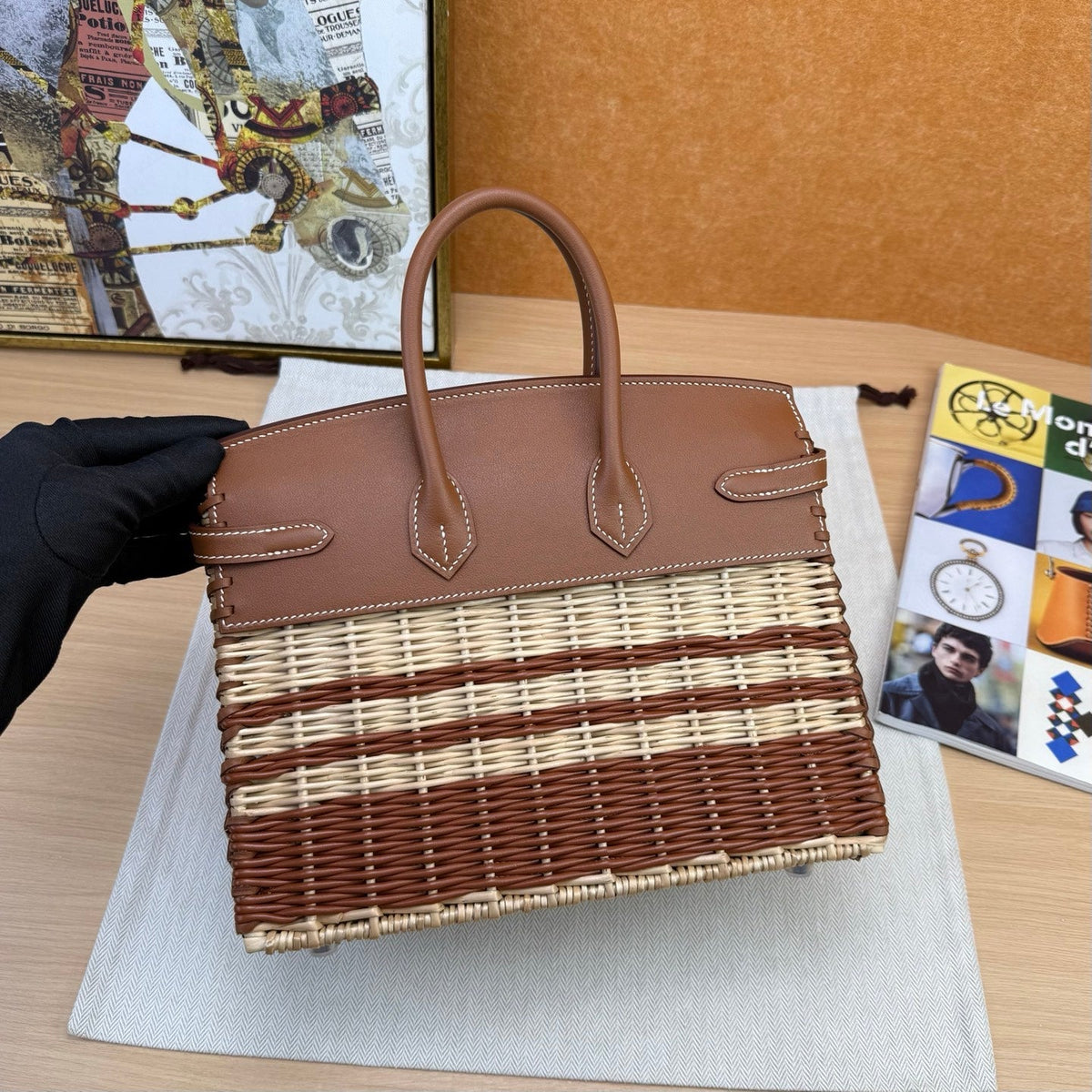 Hermes 2026 Birkin Picnic Bag 25cm Wicker And Swift Leather