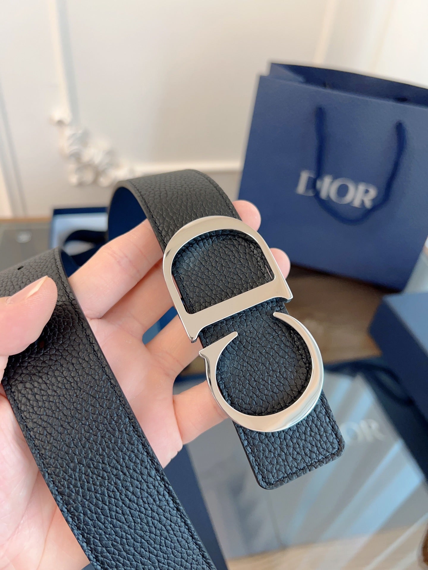Dior 2025 Belt Black with Silver Buckle