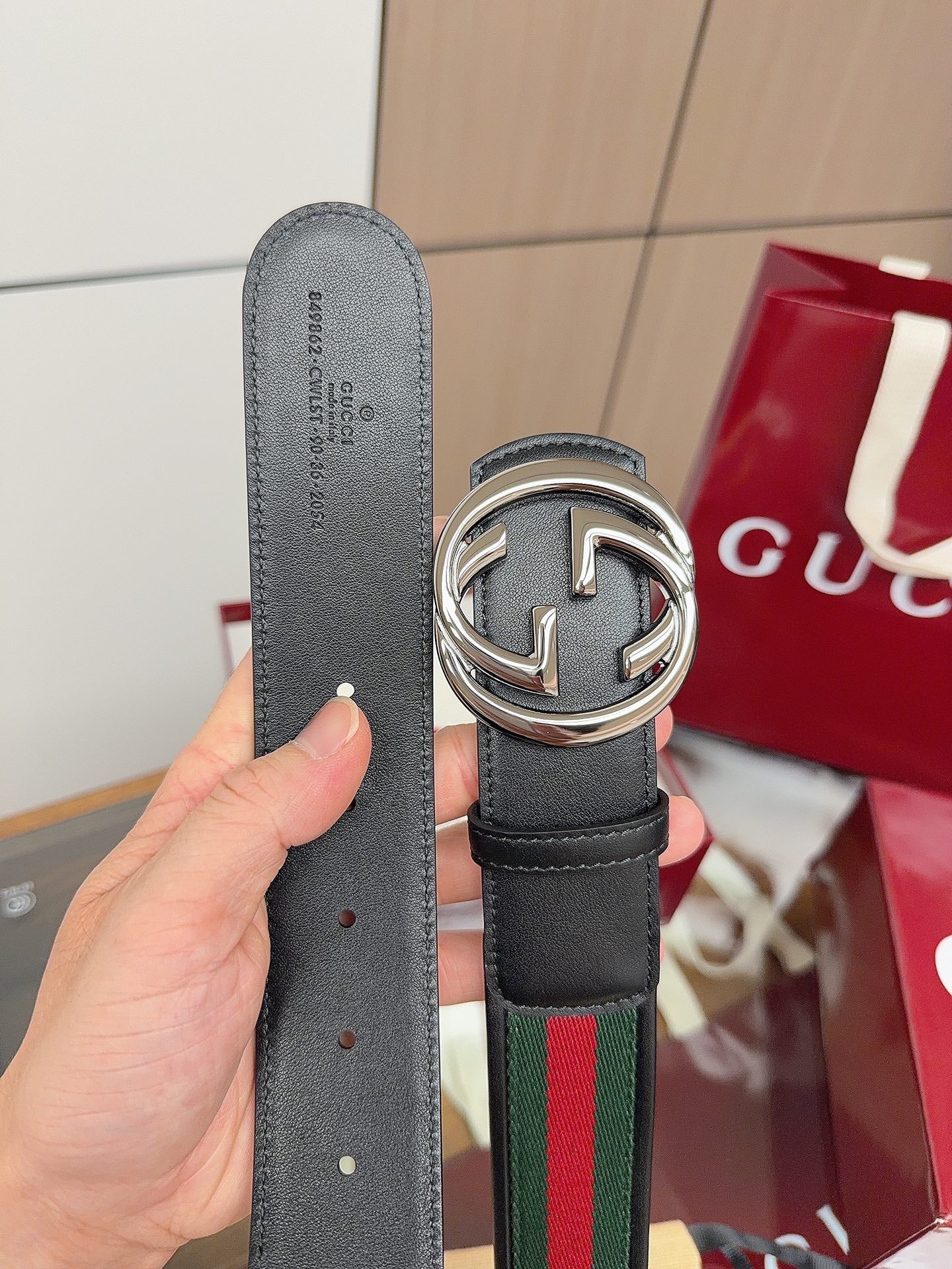 Gucci 2026 GG Buckle Web Belt 40mm Canvas Leather 215509