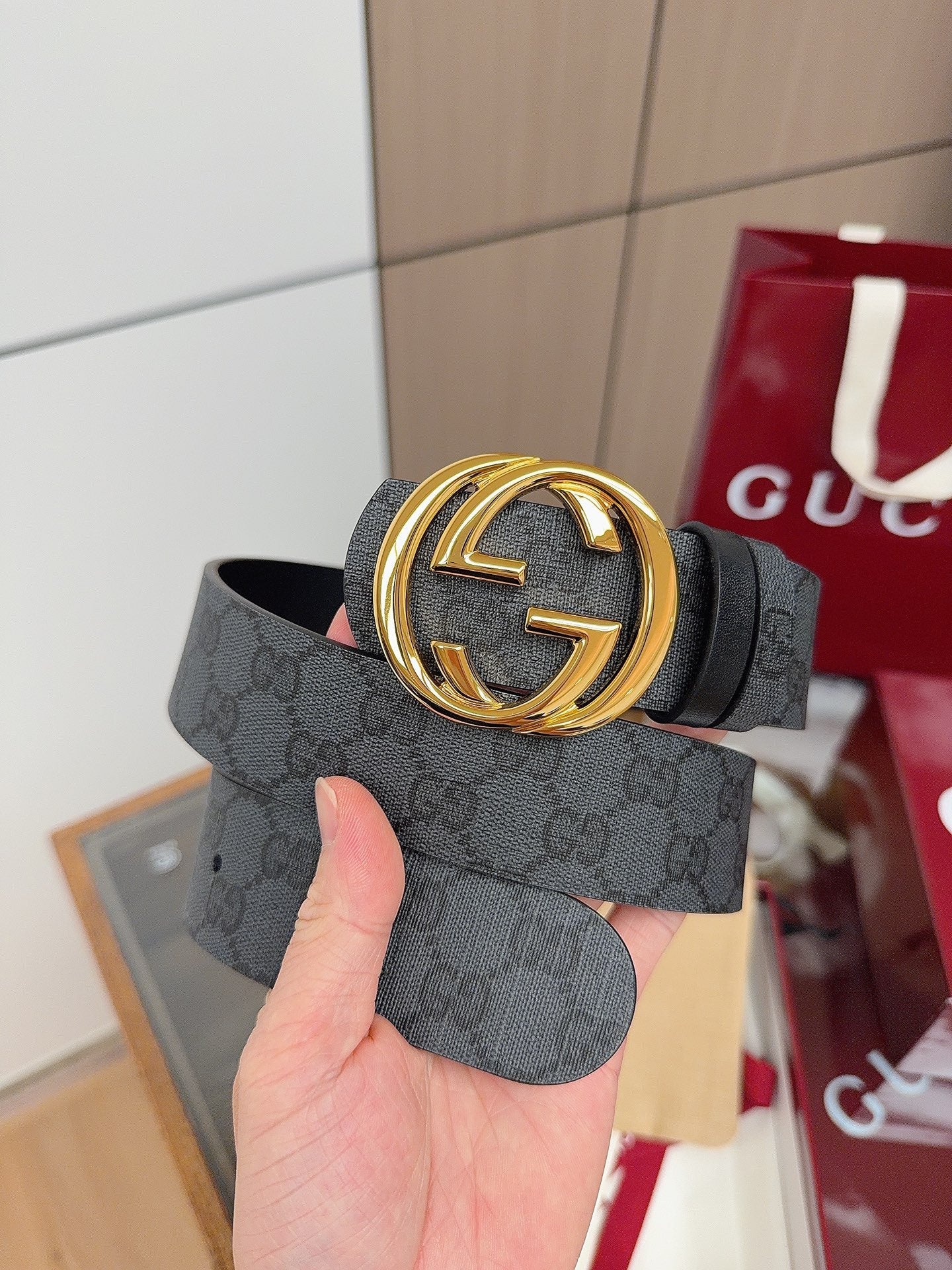 Gucci 2026  GG Supreme Belt 40mm Canvas Leather 215503