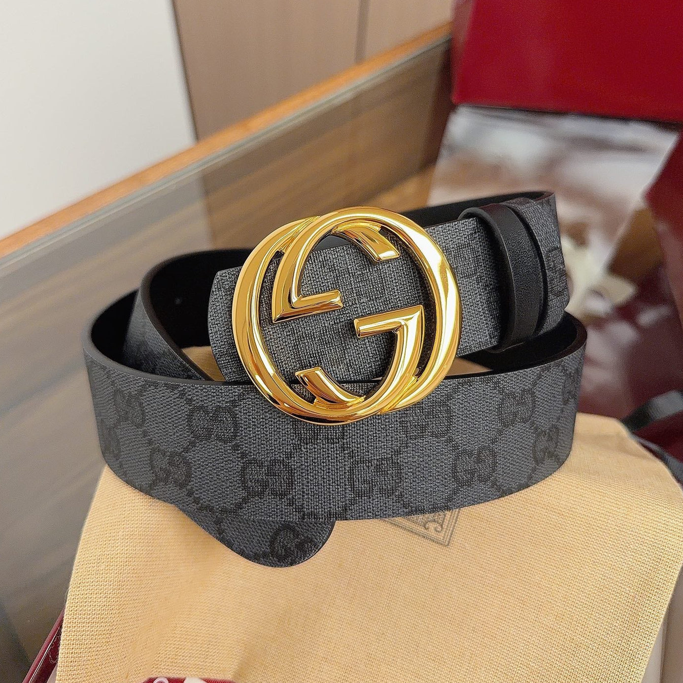 Gucci 2026  GG Supreme Belt 40mm Canvas Leather 215503