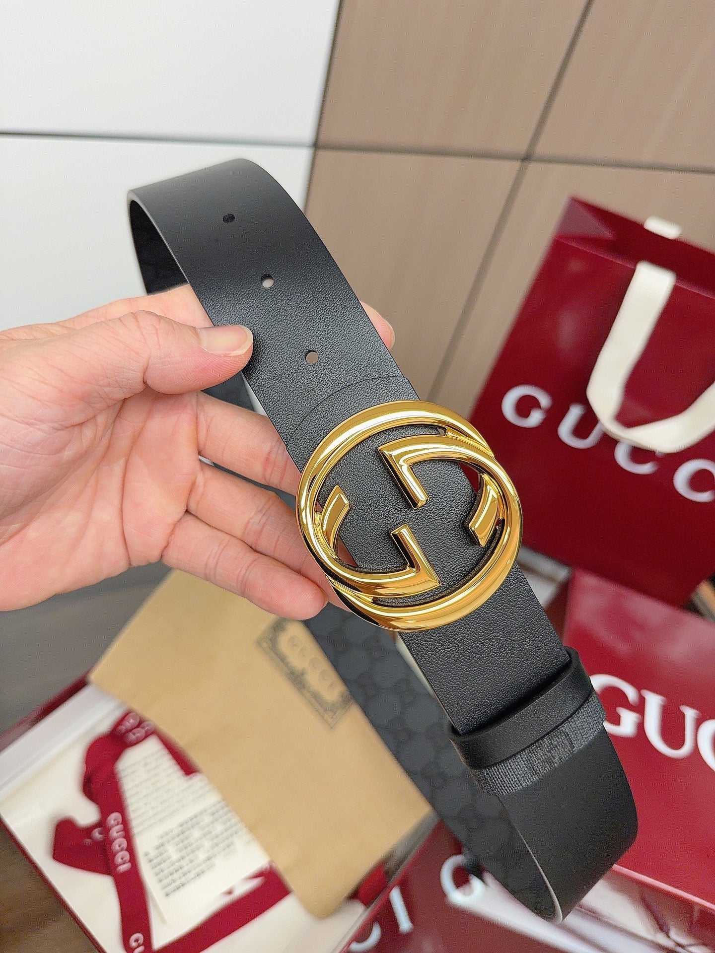 Gucci 2026  GG Supreme Belt 40mm Canvas Leather 215503