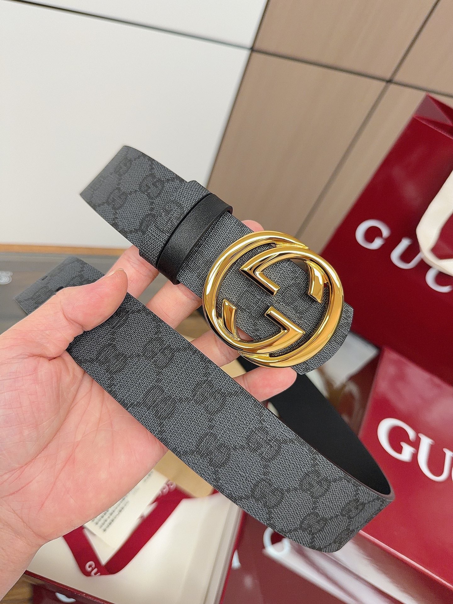 Gucci 2026  GG Supreme Belt 40mm Canvas Leather 215503