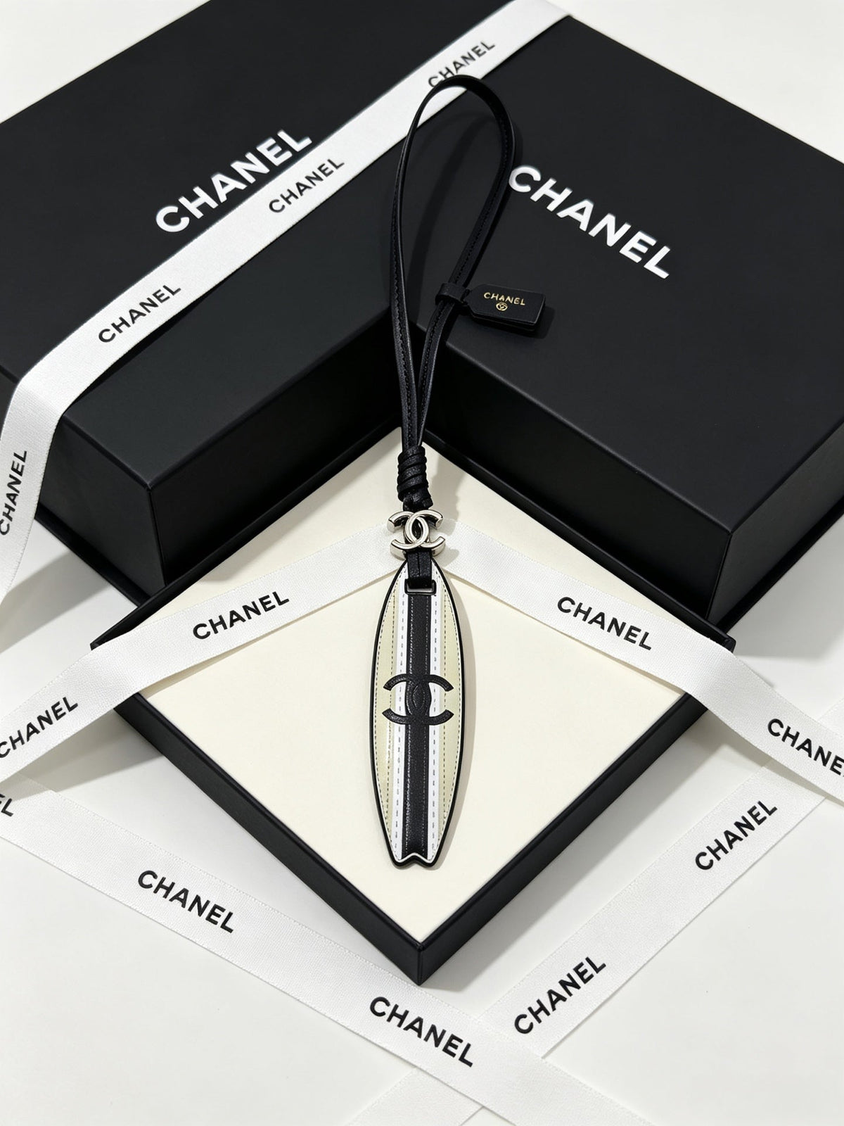 Chanel Surfboard-shaped Leather Cord Charm