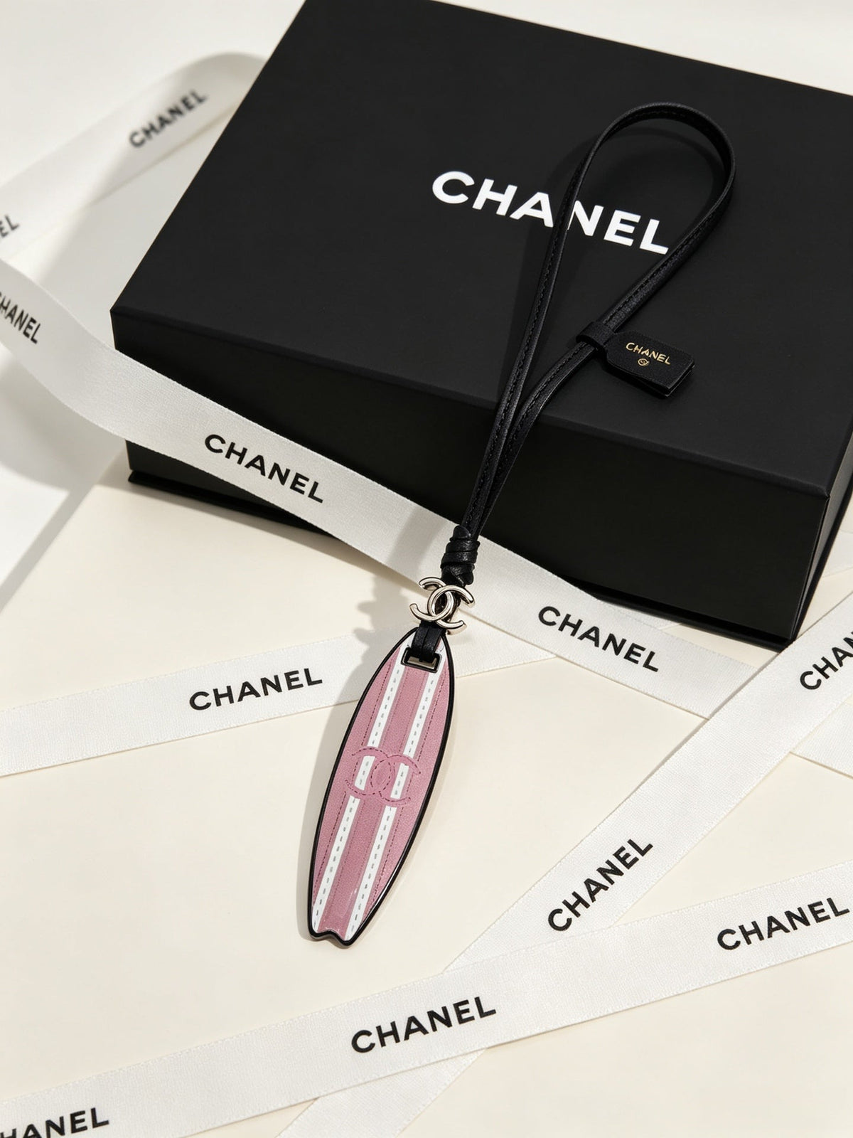 Chanel Surfboard-shaped Leather Cord Charm