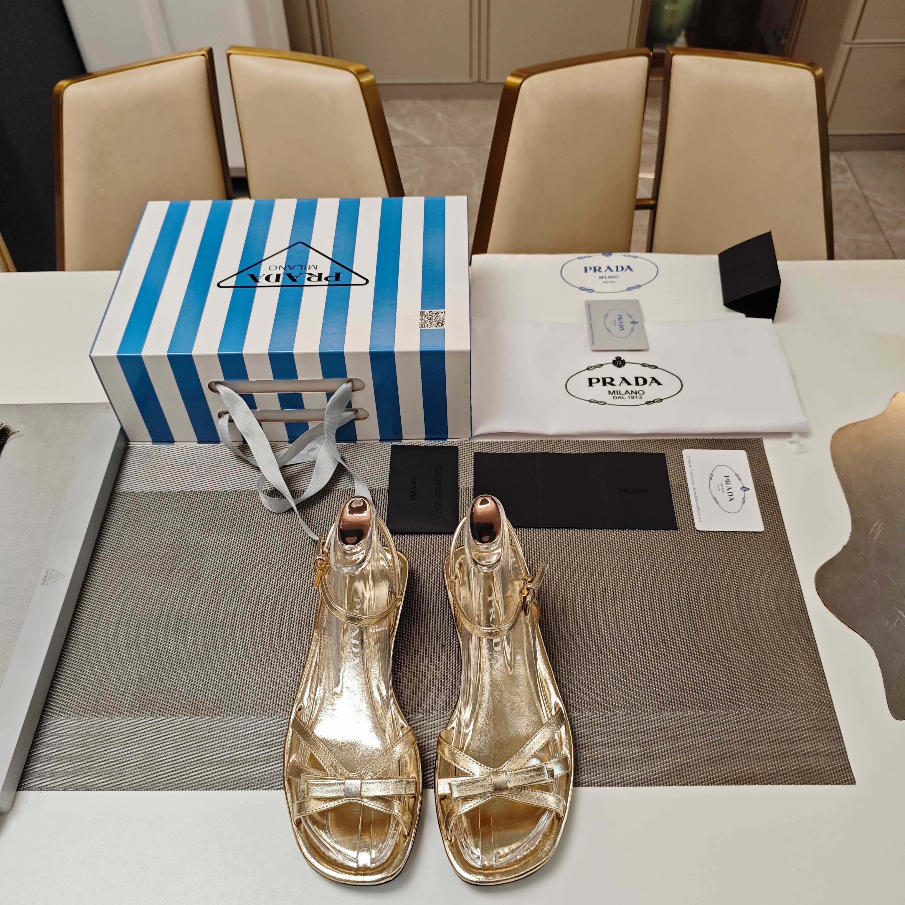 Prada 2026 Flat Sandal Metallic Leather 844984