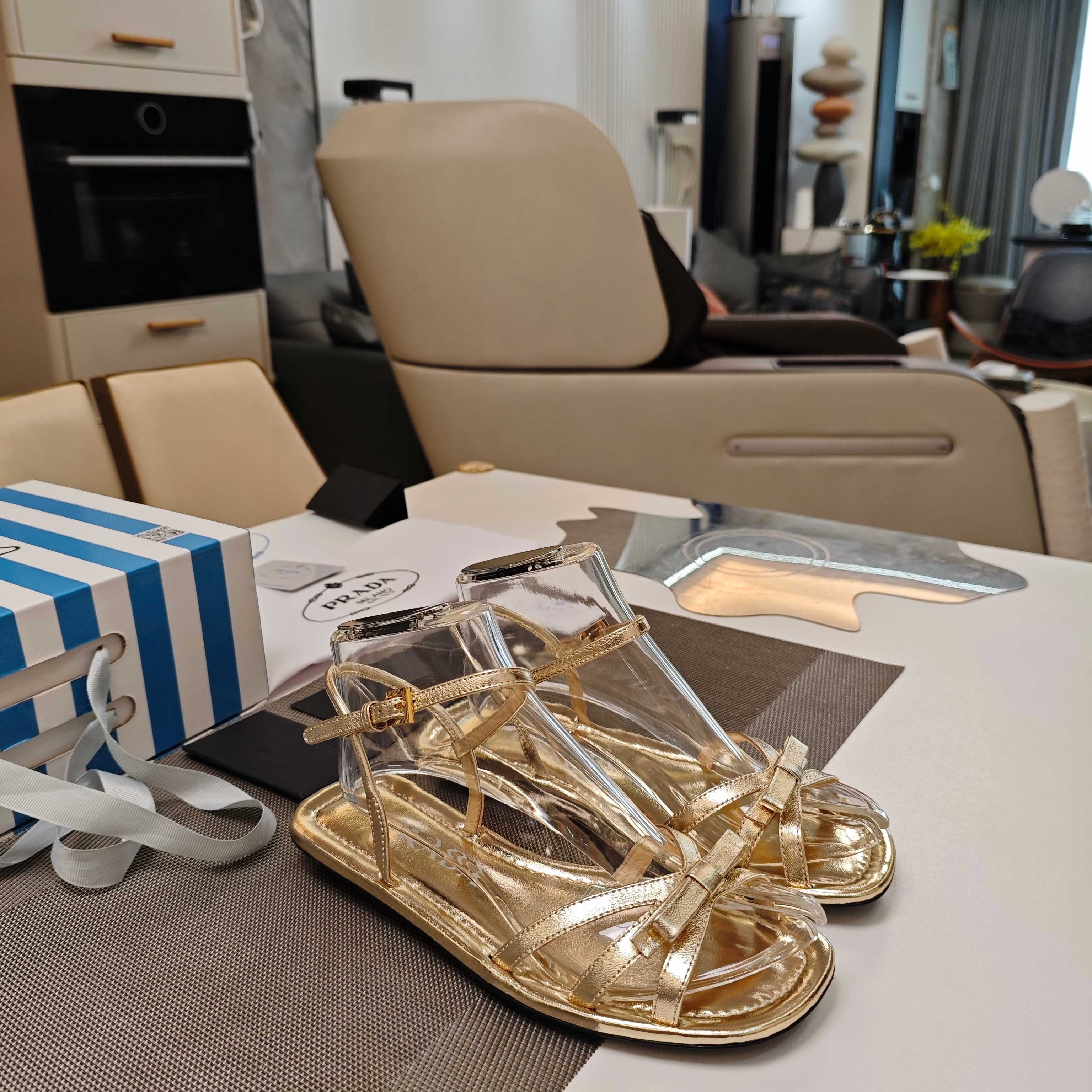 Prada 2026 Flat Sandal Metallic Leather 844984
