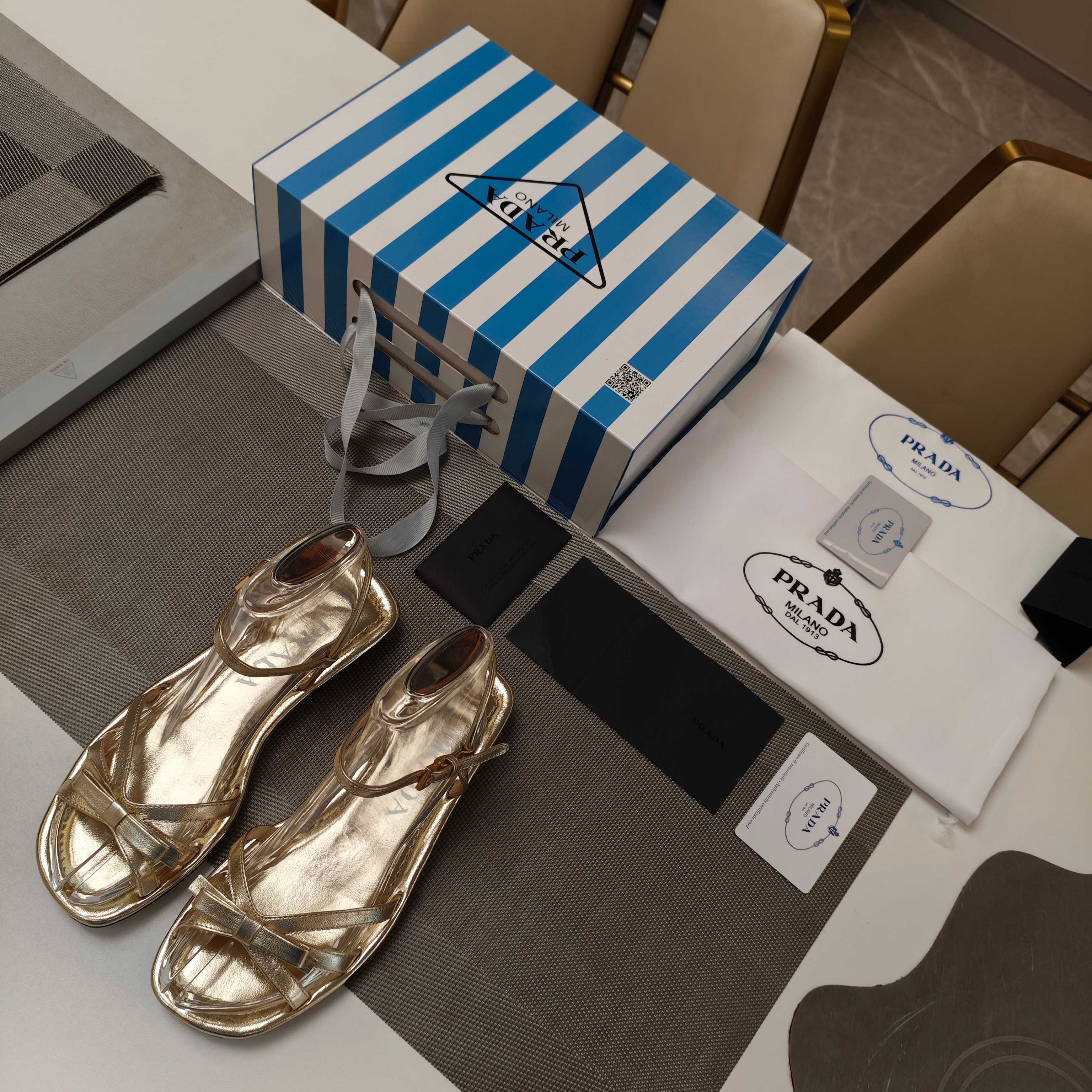 Prada 2026 Flat Sandal Metallic Leather 844984