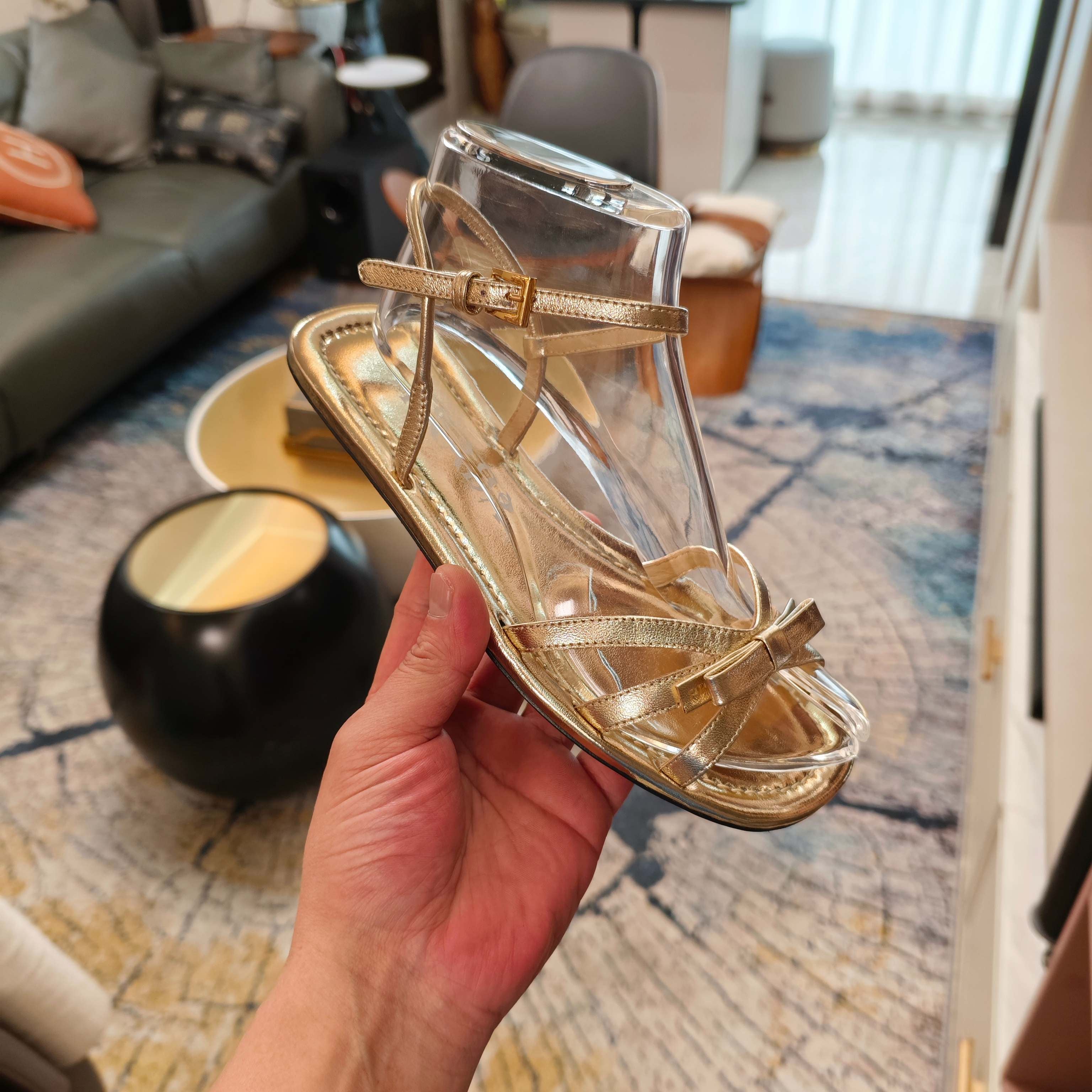 Prada 2026 Flat Sandal Metallic Leather 844984