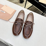 Miu Loafers Chocolate Brown Calfskin