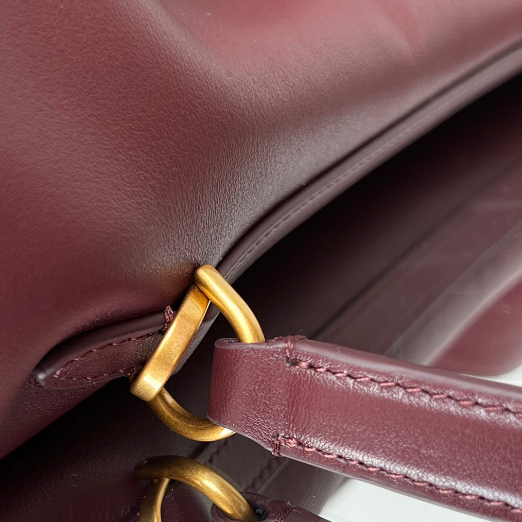 Balenciaga Large Bag 40 Burgyndy Calfskin Gold Hardware