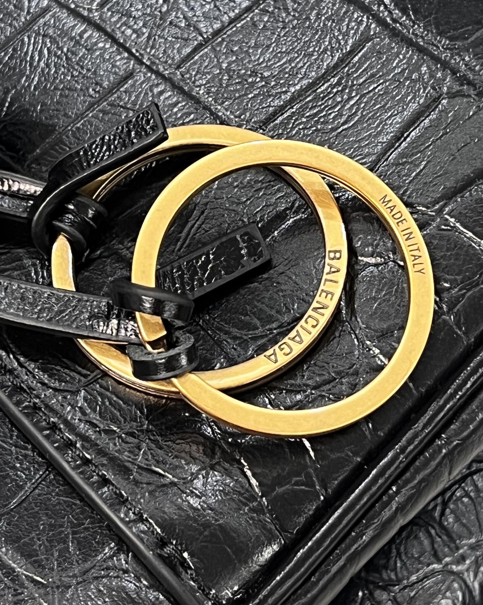 Balenciaga Large  Rodeo Bag 40 Black Crocodile Skin Gold Hardware