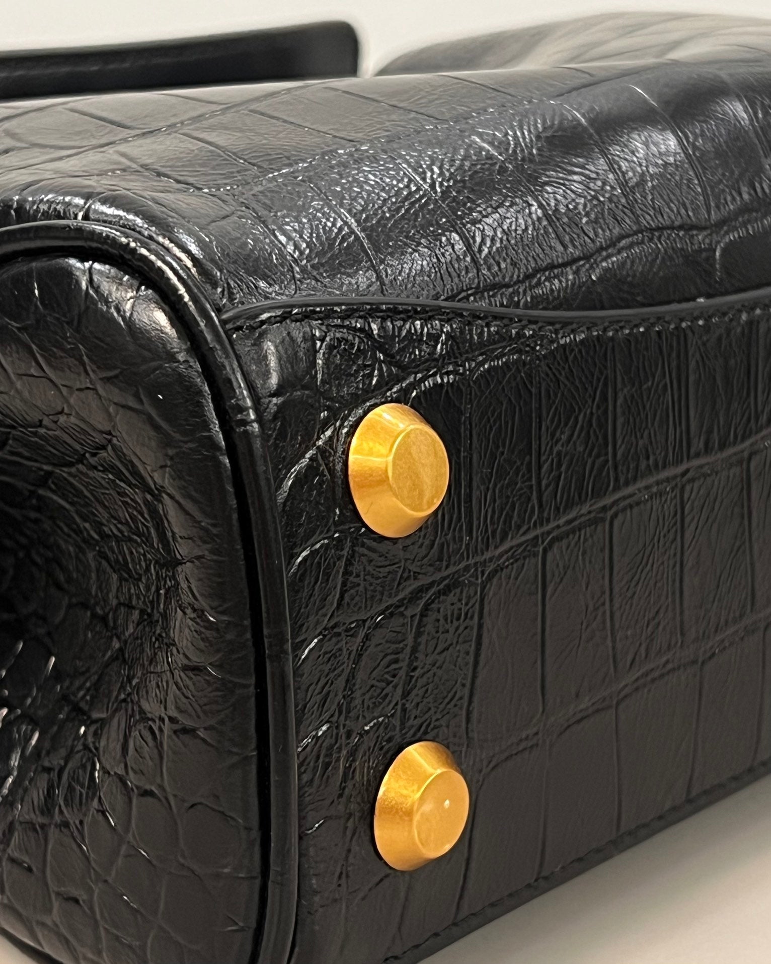 Balenciaga Large  Rodeo Bag 40 Black Crocodile Skin Gold Hardware