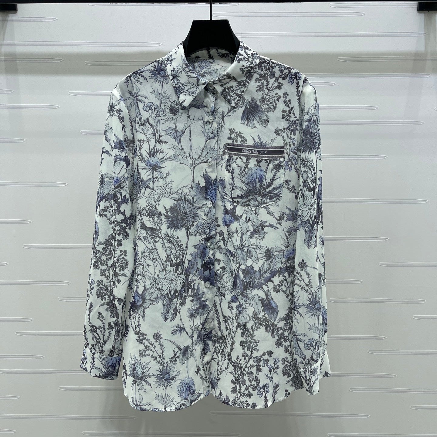 Dior 2026 Print Logo Shirt White Blue Polyester